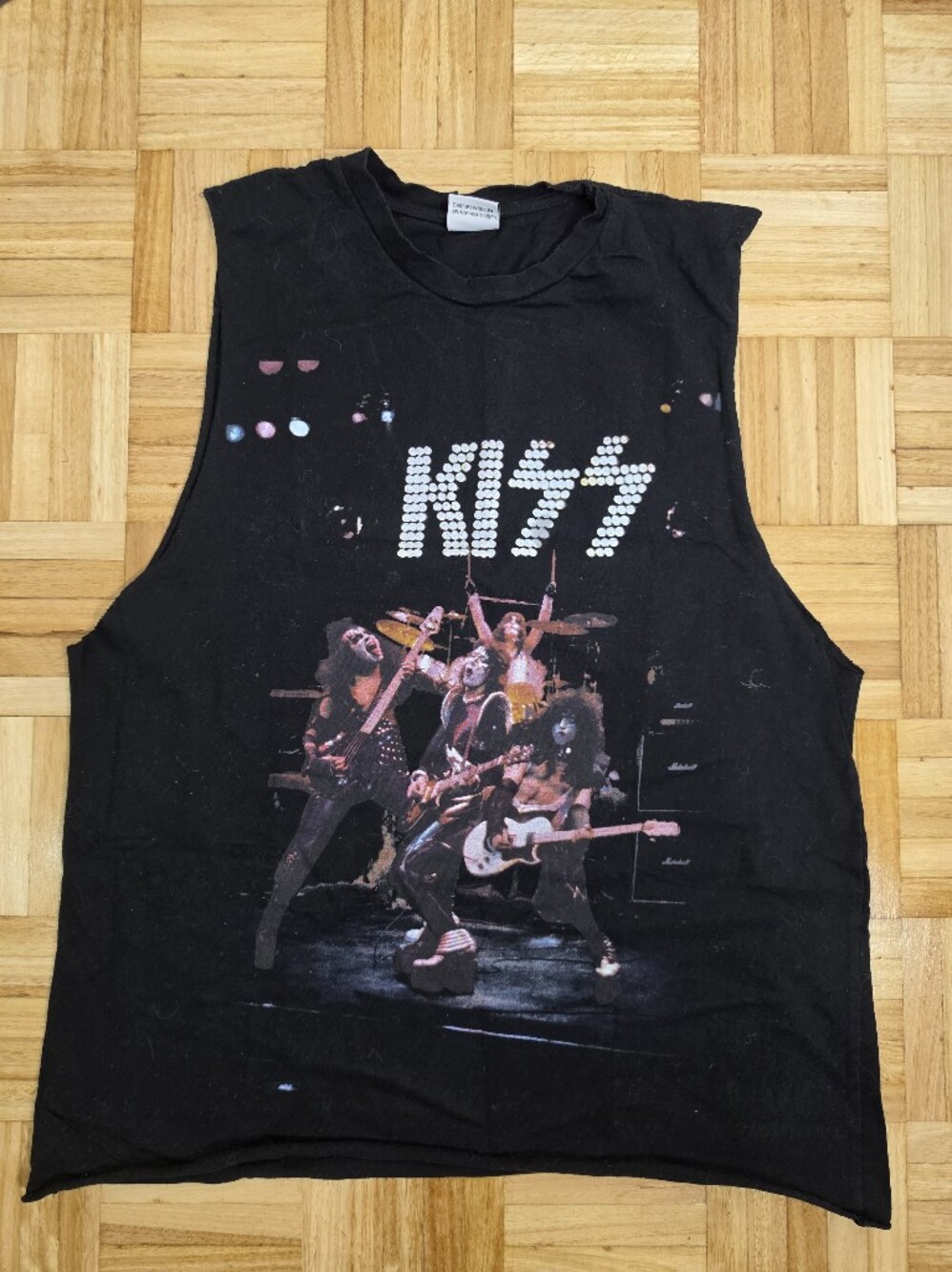 Kiss Black Tank Top with Stage Photo Graphic